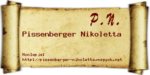 Pissenberger Nikoletta névjegykártya